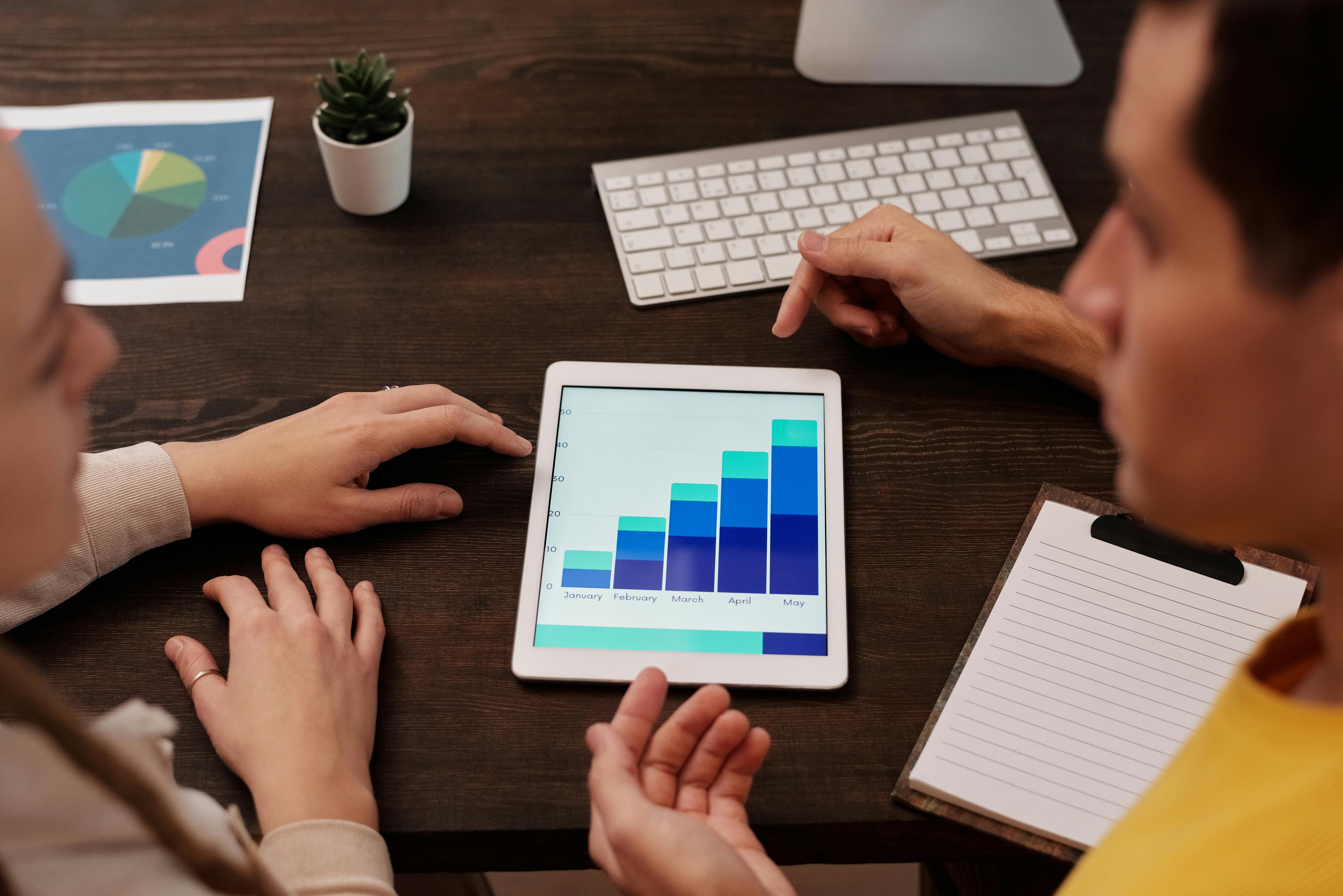Team analyzing measurable AI marketing performance and growth metrics